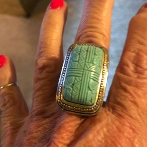 Carved turquoise ring